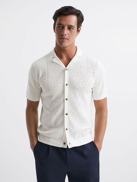 Textured Button Through Shirt in White (D18858) | HK$1,357