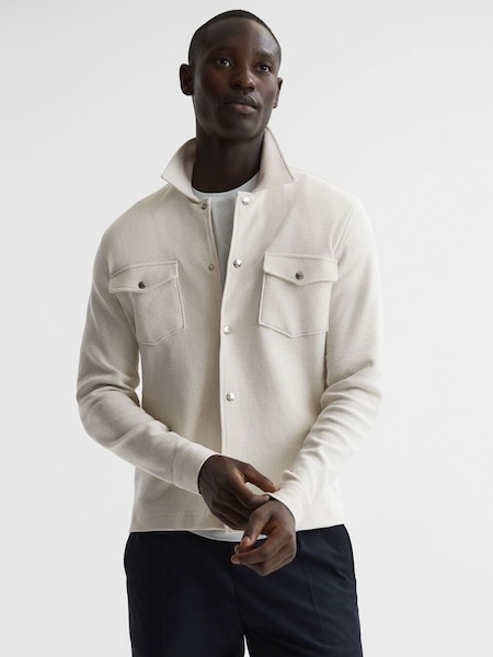 Cotton Twin Pocket Overshirt in Ivory (D20398) | €85