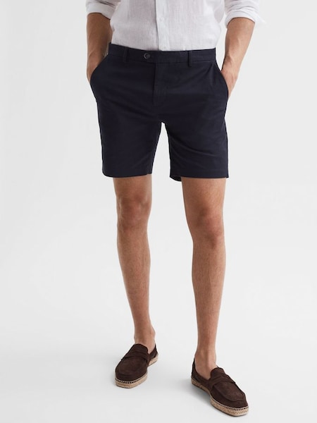 Short Length Casual Chino Shorts in Navy (D29799) | $125