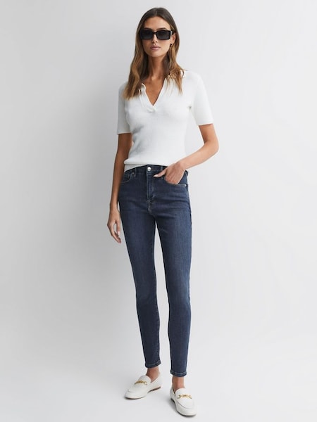 Good American Skinny-Jeans mit herausgelassenem Saum, Dunkelblau (D35764) | 85 €