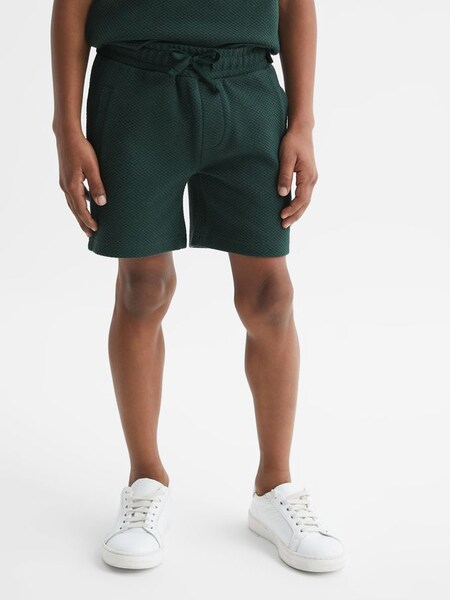 Junior Slim Fit Textured Drawstring Shorts in Emerald (D36415) | €30