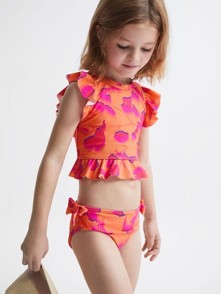 Junior Floral Bikini Set in Orange Print (D43721) | $55