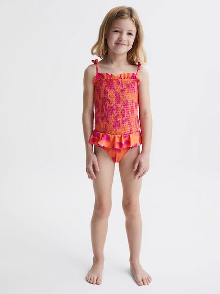 Senior Floral Swimsuit in Orange Print (D43722) | $48