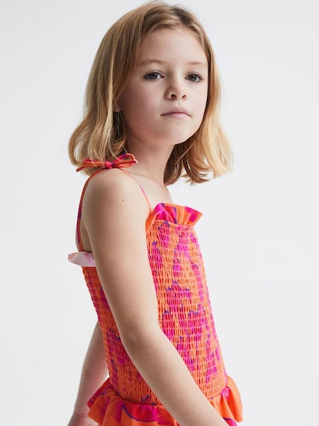 Junior Floral Swimsuit in Orange Print (D43723) | €28