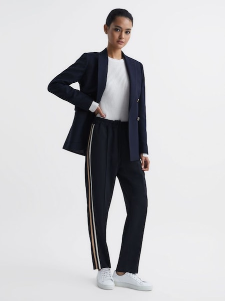 Petite Tapered Leg Pull-on Trousers in Navy (D43772) | $182