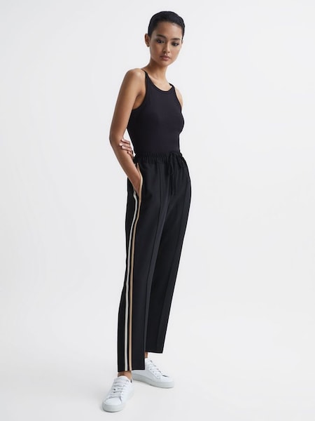 Petite Tapered Leg Pull-on Trousers in Black (D43773) | $182
