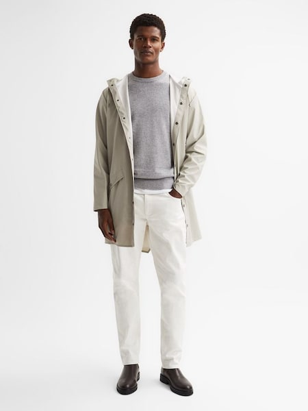 Rains Longline Hooded Jacket in Putty (D46001) | €135