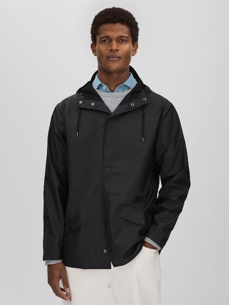 Rains Hooded Raincoat Jacket in Black (D46004) | €120
