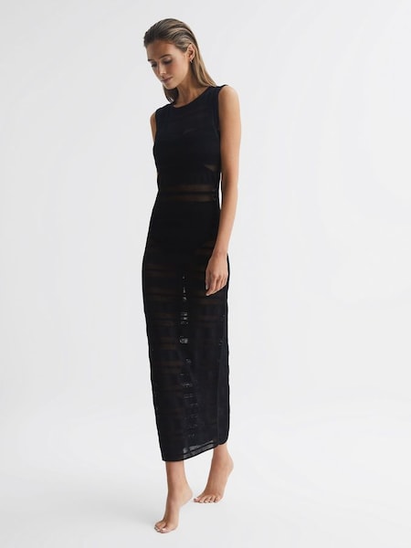 Knitted Midi Dress in Black (D46380) | $188