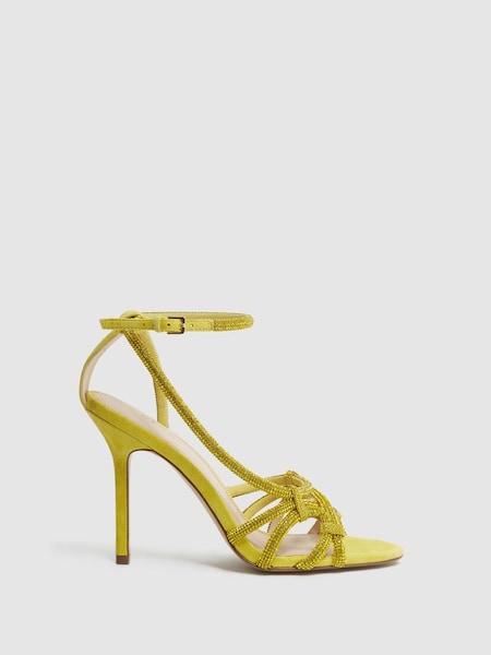 Versierde sandalen met hak in geel (D49965) | € 122