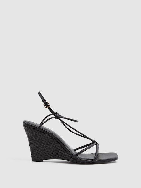 Strappy Wedge Heels in Black (D49988) | €68