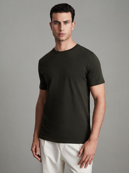Cotton Crew Neck T-Shirt in Oxidised Green (D50923) | €40