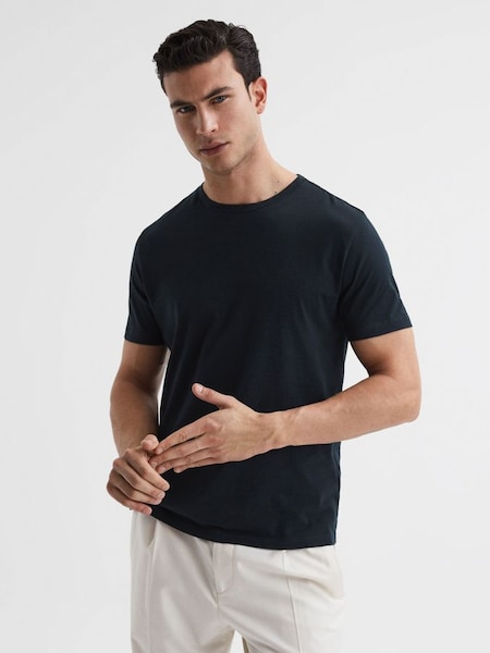 T-Shirt aus Baumwolle mit Rundhalsausschnitt, Marineblau (D50926) | 40 €