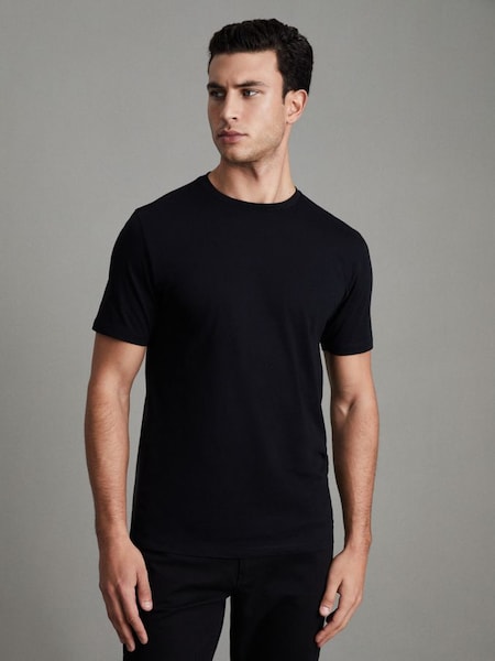 T-Shirt aus Baumwolle mit Rundhalsausschnitt, Schwarz (D50927) | 40 €
