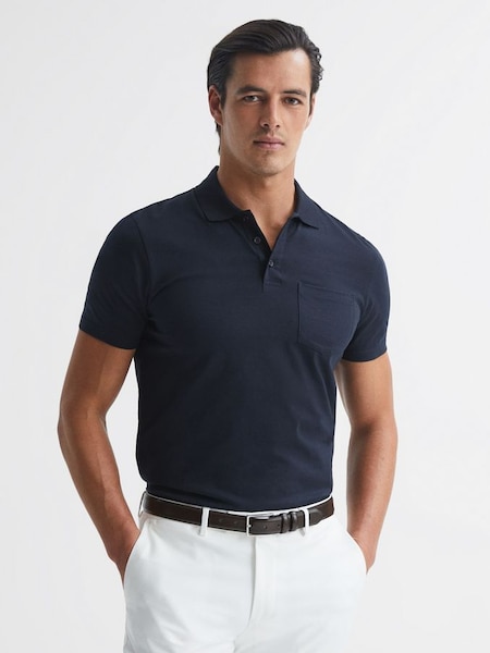 Short Sleeve Polo T-Shirt in Navy (D50930) | $75