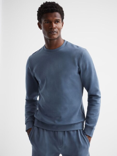 Long Sleeve Textured Crew Neck Jumper in Airforce Blue (D50933) | €55