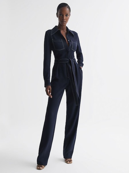 Fitted Jumpsuit in Navy (D51063) | HK$2,555