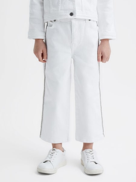 白色大童款閃亮條紋牛仔褲 (D51089) | HK$580