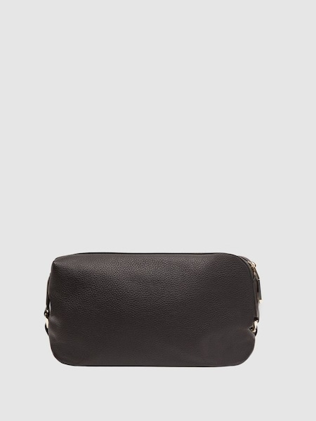 Leather Washbag in Chocolate (D55832) | $195