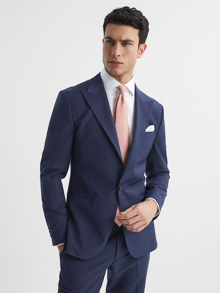 Slim Fit Single Breasted Wool Blend Blazer in Bright Blue (D55858) | CHF 173