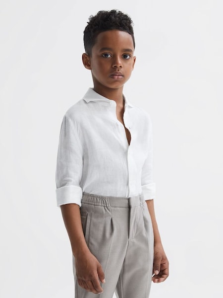 Senior Linen Regular Fit Shirt in White (D56883) | $70