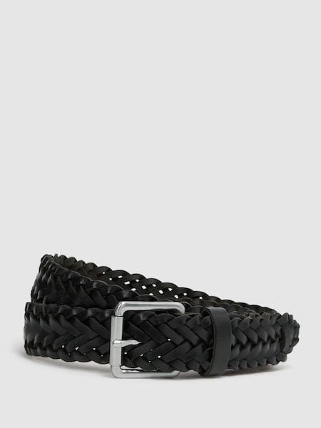 Woven Leather Belt in Black (D57929) | $110