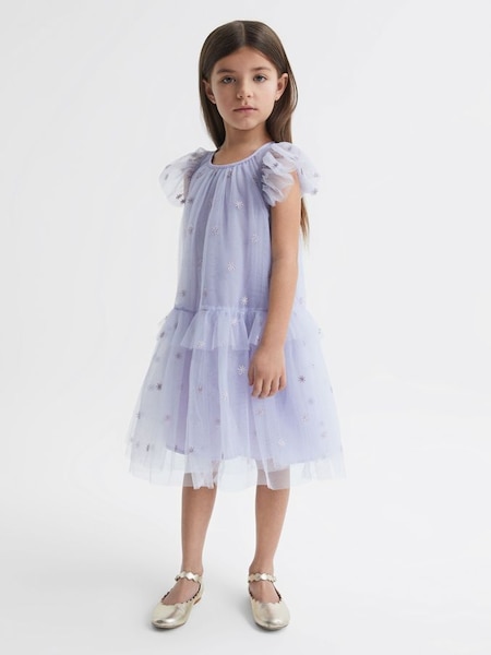 Senior Tulle Embroidered Dress in Lilac (D57983) | $94