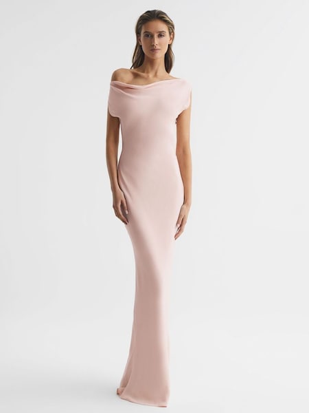 Off-The-Shoulder Maxi Dress in Nude (D57996) | HK$1,428