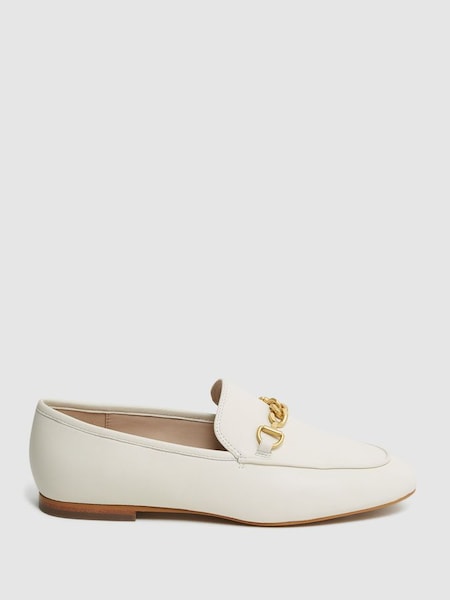 Chain Detail Loafers in Off White (D58010) | €156