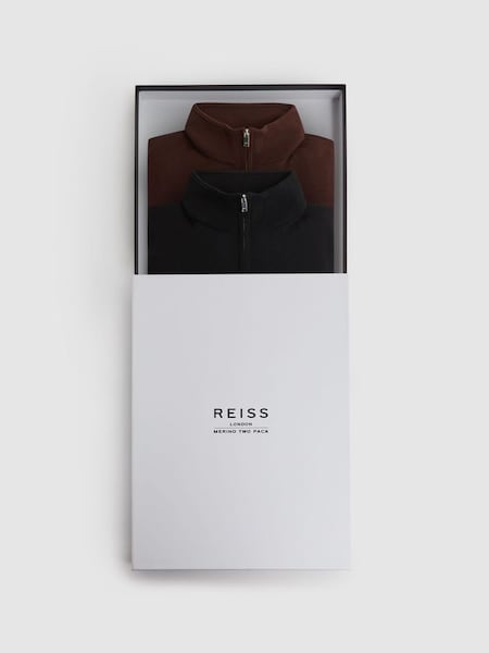Two Pack Of Merino Wool Zip-Neck Cardigan in Multi (D62370) | €165