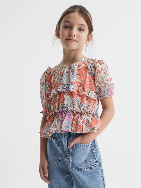 Junior blouse met roze bloemenprint (D65809) | € 34