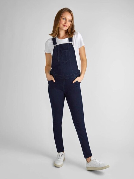 Denim Maternity Dungarees in Dark Wash (D66885) | $20