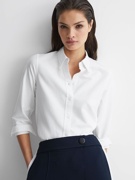 Fitted Oxford Shirt in White (D68886) | $71