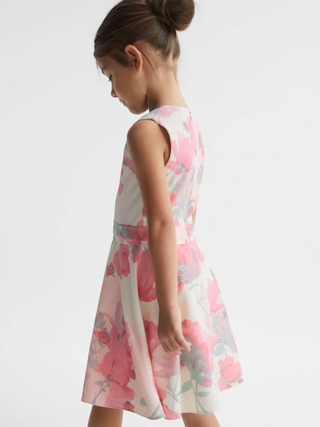 Senior Floral Printed Belted Dress in Pink (D68946) | €48