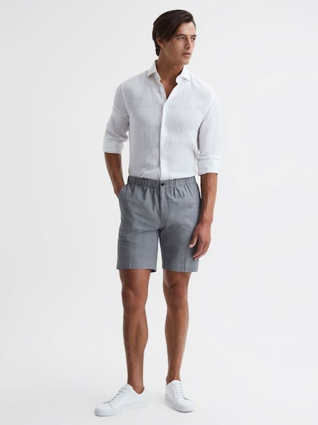 Prince of Wales Check Elasticated Shorts in Blue (D68995) | HK$388