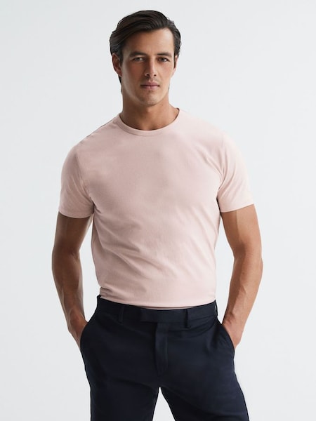 Cotton Crew Neck T-Shirt in Soft Pink (D70180) | €21