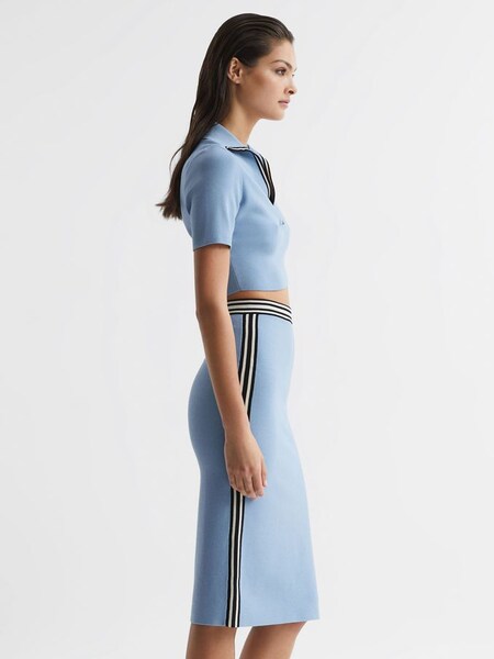 High Rise Pencil Skirt Co-Ord in Blue (D70182) | $152