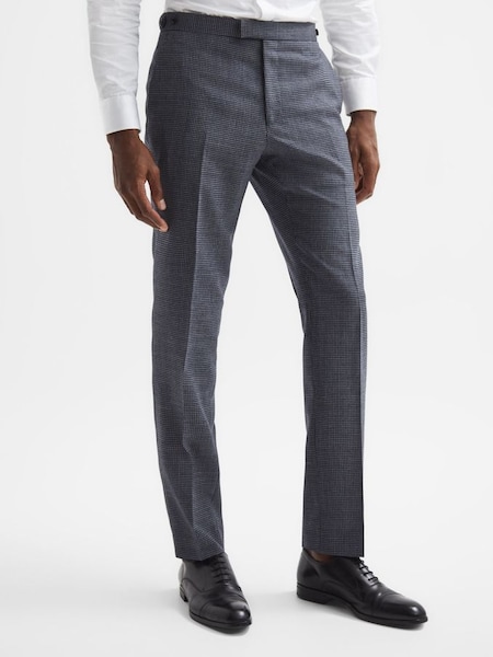 Slim Fit Dogtooth Trousers in Navy (D72421) | €106