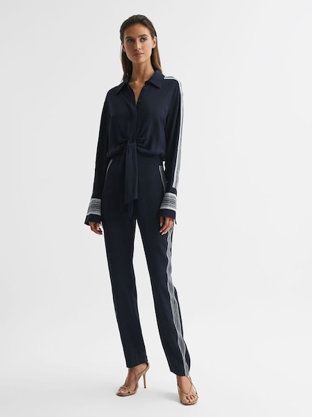 Petite Long Sleeve Jumpsuit in Navy (D72435) | CHF 174