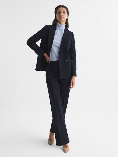 Petite Wool Blend Wide Leg Suit Trousers in Navy (D74476) | CHF 215