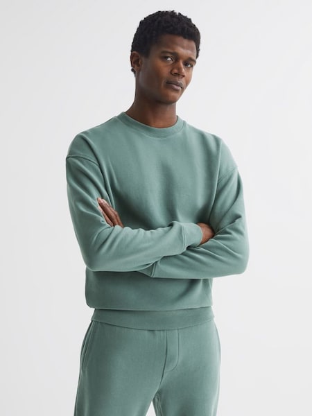 Oversized Garment Dye Sweatshirt in Fern Green (D74791) | $89