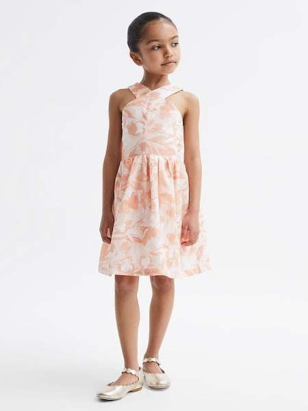 Junior Neckholder-Kleid mit Blumenprint, Rosa (D74795) | 65 €