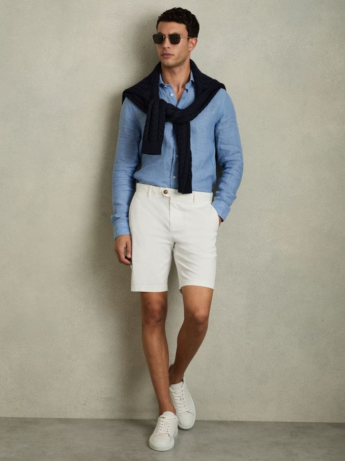 White casual online shorts mens