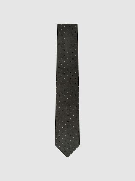Cravate en soie à pois vert foncé (D79031) | 40 €