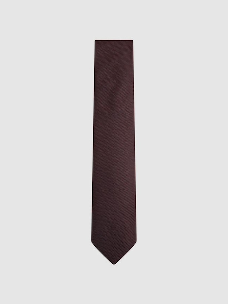 酒紅色織紋絲質領帶 (D79035) | HK$730