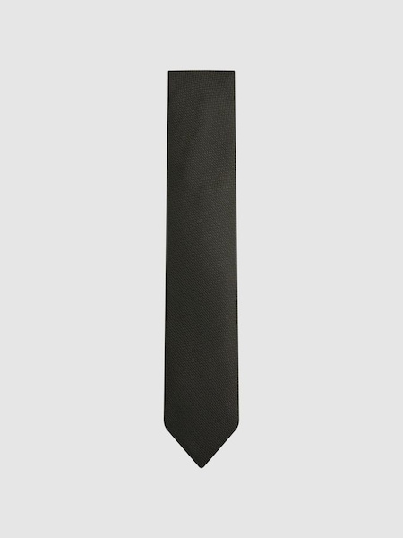 Zijden stropdas met textuur in donkergroen (D79037) | € 70
