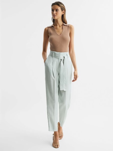 Tapered High Rise Trousers in Mint (D79053) | HK$1,430