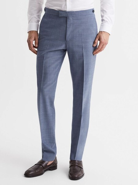 Slim Fit Wool Blend Trousers in Soft Blue (D80816) | HK$1,129