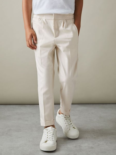 Senior Relaxed Elasticated Trousers with Turn-Ups in Ecru (D85486) | $80