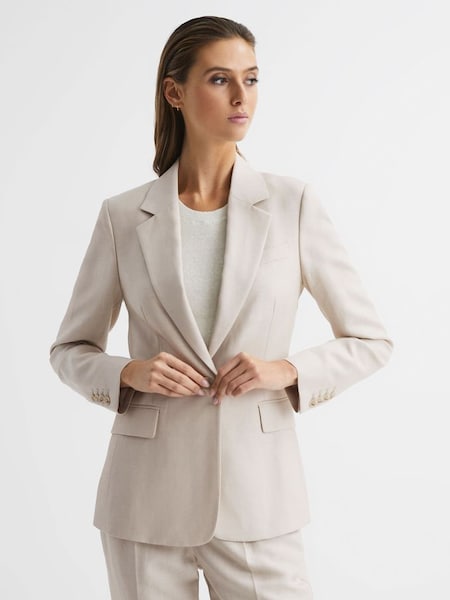 Single Breasted Tailored Blazer in Oatmeal (D87091) | SAR 823
